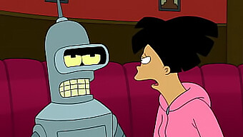 Amy Vs Bender In Een Cartoon Pornogevecht