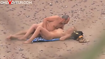 Public Sex On The Beach: Mature Man And Busty Teen