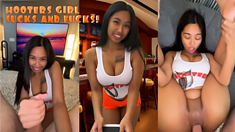 Filipina Hooters Servitrice Bliver Kneppet Hårdt