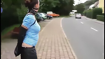 Public Bdsm Fun With A Ballgagged And Armbound Slave