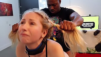 Interracial Bdsm: Pink Spanking And Breast Play