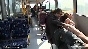 A Young European Woman Engages In Sexual Activity While Riding A Public Transportation Vehicle In A Daring Manner