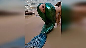 A Kinky Stranger Penetrates A Mermaid'S Tight Asshole On The Beach